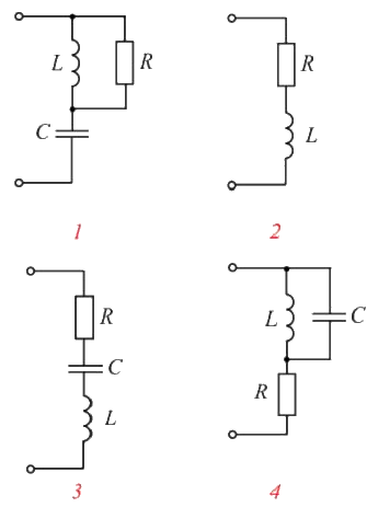 Режим резонанса напряжений возможен в цепях схемы которых обозначены номерами